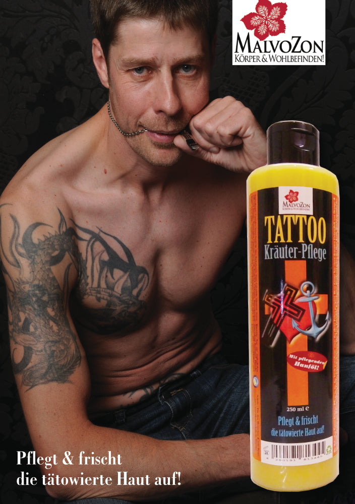 MalvoZon – „Tattoo Kräuter-Pflege“ – Pflegt & frischt die tätowierte Haut auf! 250ml