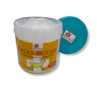 MalvoZon – „Ziegen-Butter“ – Hautpflege mit Myrrhe, Holunderblüten, Hanföl & Urea – 230ml